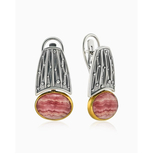Серьги (925 п) родохрозит