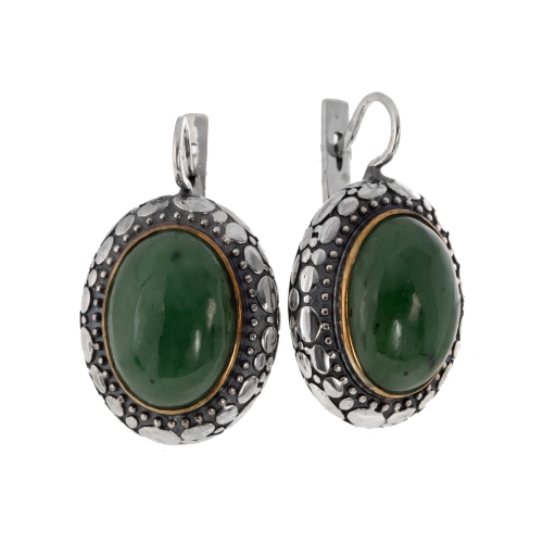 Серьги (925 п) нефрит