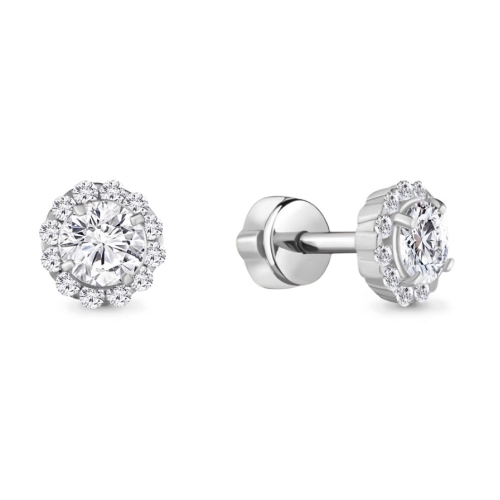 Серьги пусеты из серебра 925 пробы с фианитами