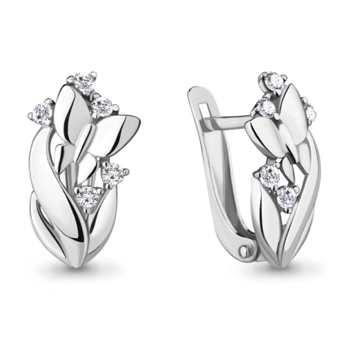 Серьги из серебра 925 пробы с фианитами