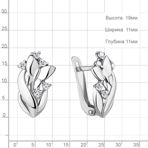 Серьги из серебра 925 пробы с фианитами