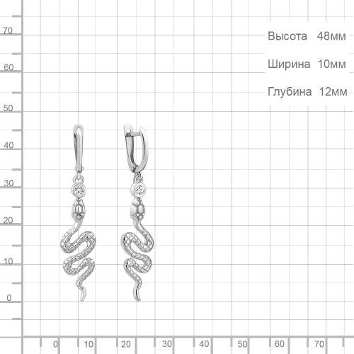Серьги из серебра 925 пробы с фианитами