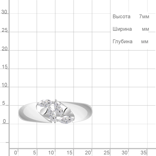 Кольцо из серебра 925 пробы с фианитами