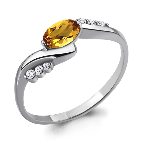 Кольцо из серебра 925 пробы с цитринами и фианитами