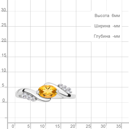 Кольцо из серебра 925 пробы с цитринами и фианитами