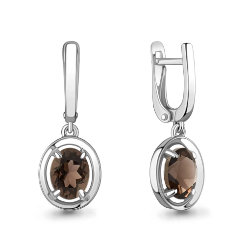Серьги из серебра 925 пробы с раухтопазами