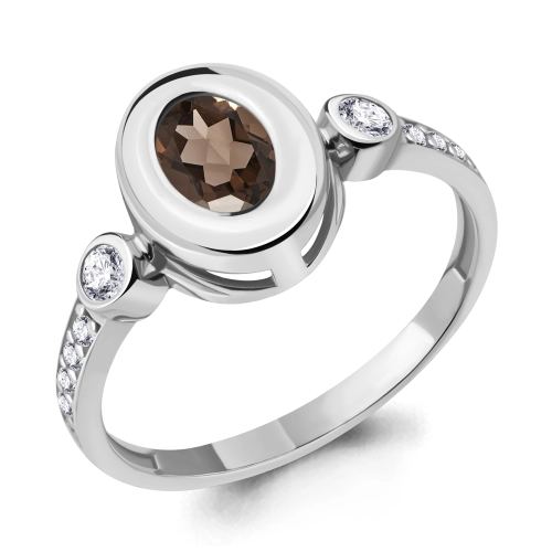 Кольцо из серебра 925 пробы с раухтопазами и фианитами