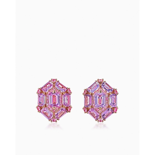 Серьги (750) сапфир розовый