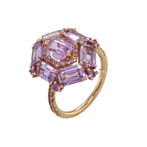 Кольцо (750) сапфир розовый