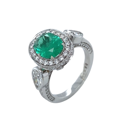 Кольцо (750 б) изумруд, бриллиант