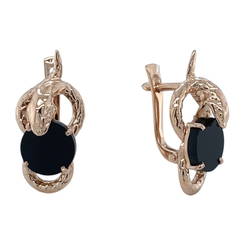Серьги из золота 585 пробы с ониксом