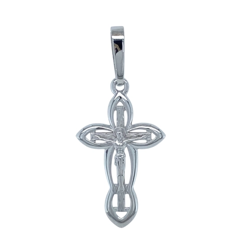Подвеска Крест из белого золота 585 пробы