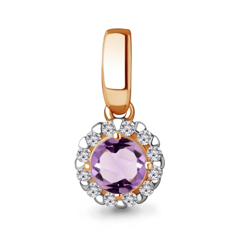 Подвеска (925 п) аметист, фианит