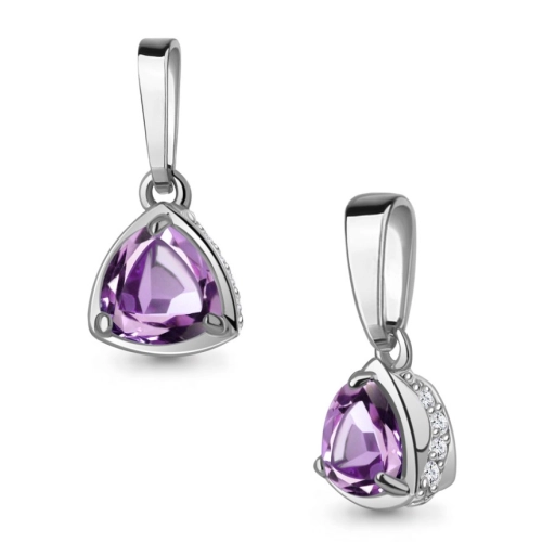 Подвеска из серебра 925 пробы с аметистом и фианитами