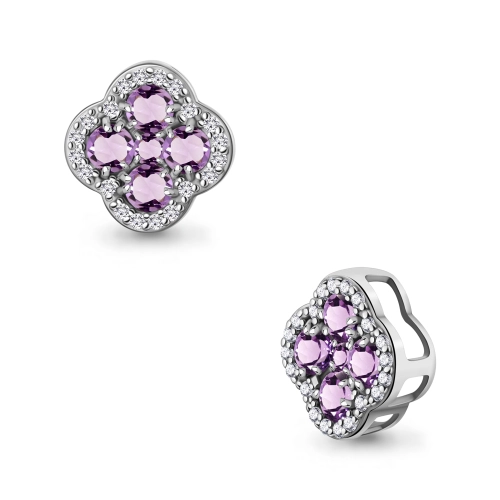 Подвеска (925) аметист, фианит бегунок