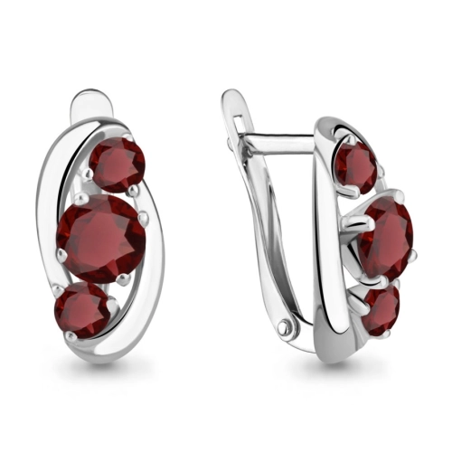 Серьги из серебра 925 пробы с гранатами