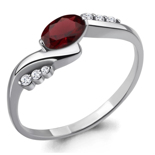 Кольцо из серебра 925 пробы с гранатом и фианитами