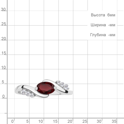 Кольцо из серебра 925 пробы с гранатом и фианитами