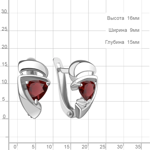 Серьги из серебра 925 пробы с гранатами
