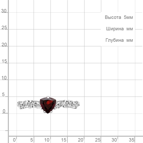 Кольцо из серебра 925 пробы с гранатом и фианитами
