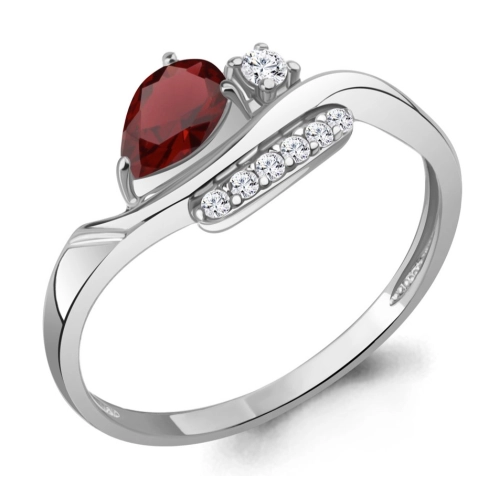 Кольцо из серебра 925 пробы с гранатом и фианитами