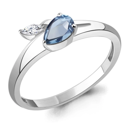 Кольцо из серебра 925 пробы с топазом и фианитами