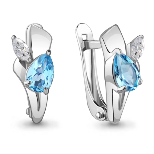Серьги из серебра 925 пробы с топазами и фианитами
