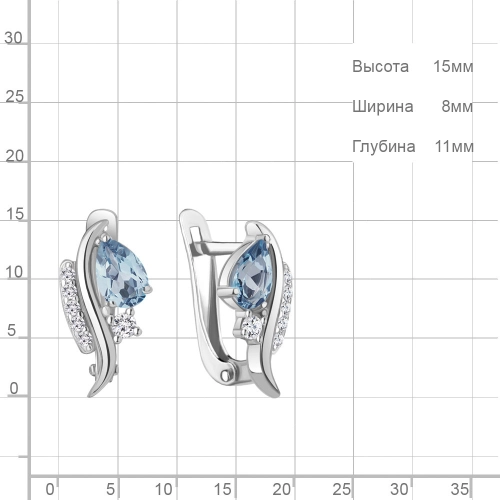 Серьги из серебра 925 пробы с топазами и фианитами