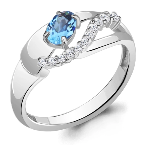Кольцо из серебра 925 пробы с топазом и фианитами