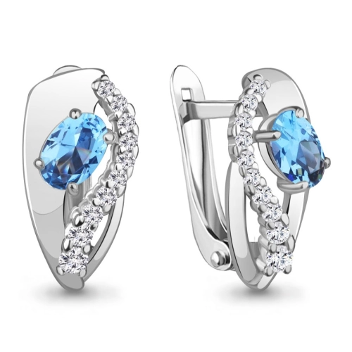 Серьги из серебра 925 пробы с топазами и фианитами