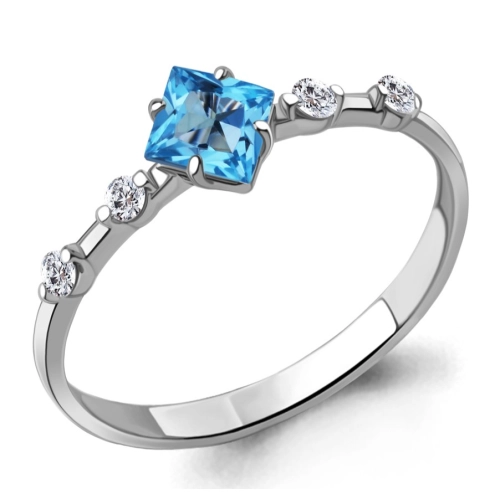 Кольцо из серебра 925 пробы с топазом и фианитами