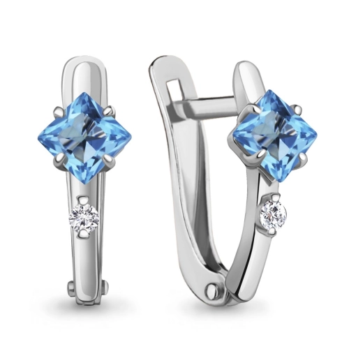Серьги из серебра 925 пробы с топазами и фианитами