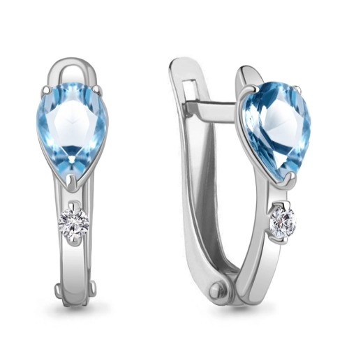 Серьги из серебра 925 пробы с топазами и фианитами