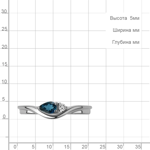 Кольцо из серебра 925 пробы с топазом ЛОНДОН и фианитами