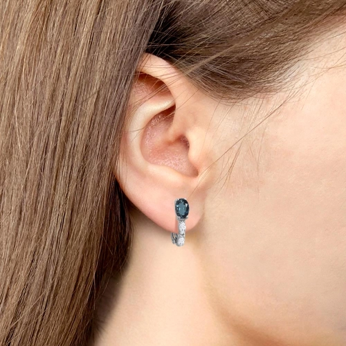 Серьги из серебра 925 пробы с топазом ЛОНДОН и фианитами