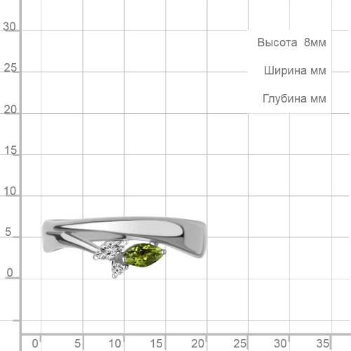 Кольцо из серебра 925 пробы с хризолитами и фианитами