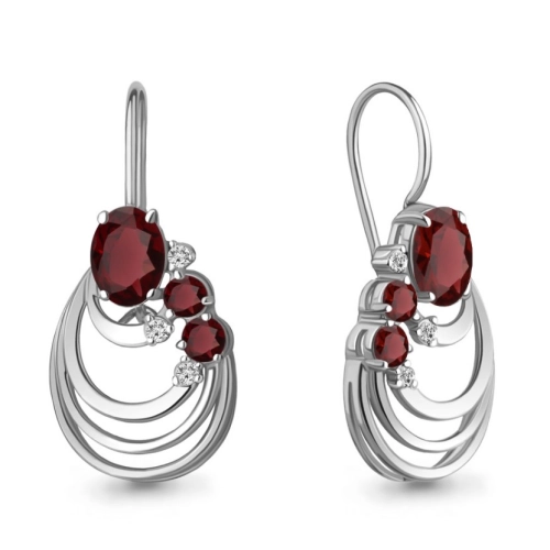 Петельки (925) гранат, фианит