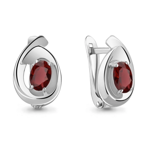 Серьги из серебра 925 пробы с гранатами
