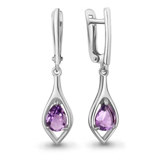 Серьги из серебра 925 пробы с аметистами