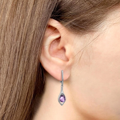 Серьги из серебра 925 пробы с аметистами