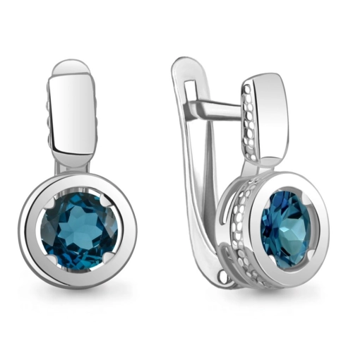 Серьги из серебра 925 пробы с топазом London Blue