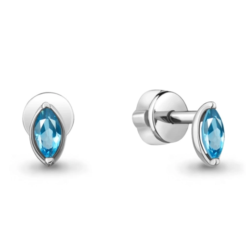 Серьги пусеты из серебра 925 пробы с топазами