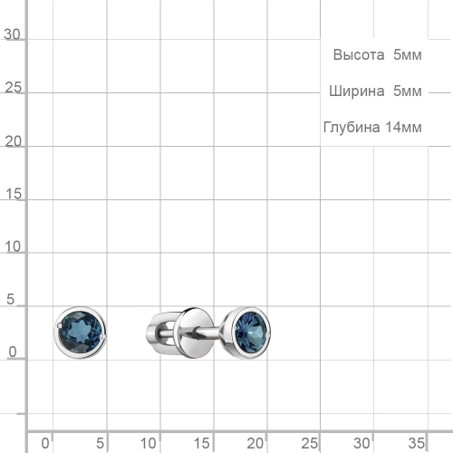 Серьги из серебра 925 пробы с топазом ЛОНДОН