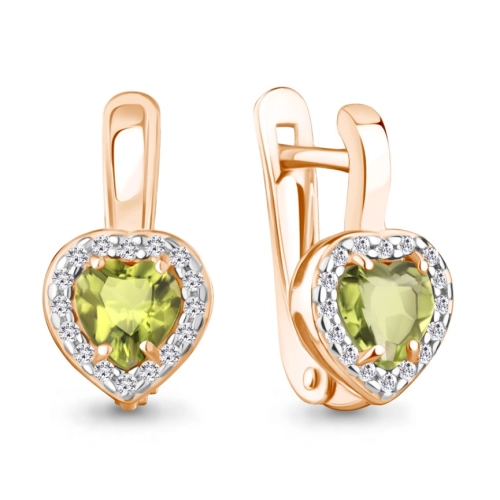 Серьги (925 п) хризолит, фианит