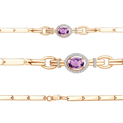 Браслет (925 п) аметист, фианит