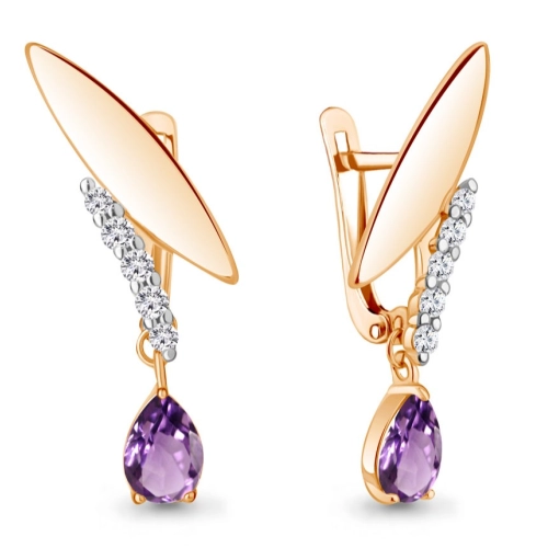 Серьги (925 п) аметист, фианит