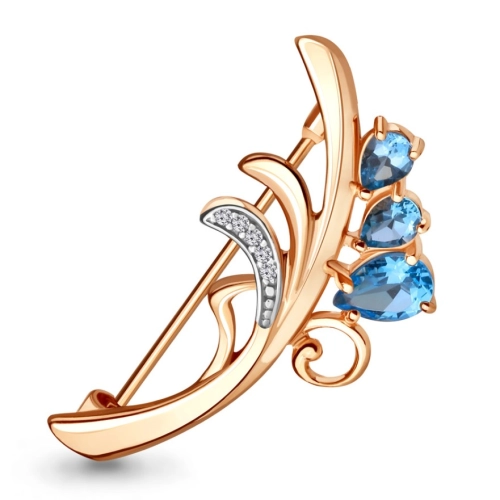 Брошь (925 п) топаз, фианит