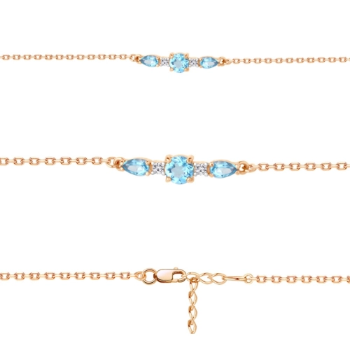 Браслет (925 п) топаз, фианит