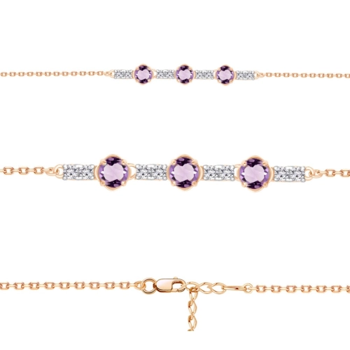 Браслет (925 п) аметист, фианит