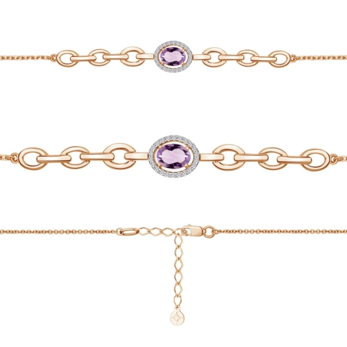 Браслет (925 п) аметист, фианит